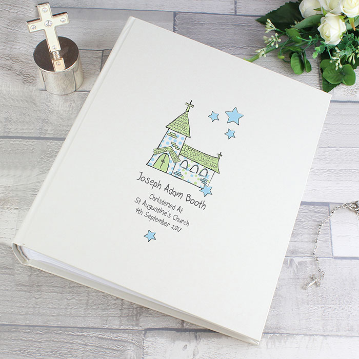 Personalised Whimsical Church Album with Sleeves Blue