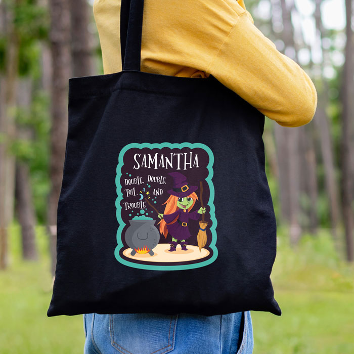 Personalised Toil & Trouble Halloween Treats Cotton Tote Bag