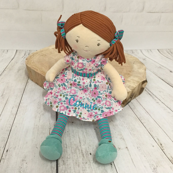 Personalised Embroidered Fair Trade Baby Safe Rag Doll Fran