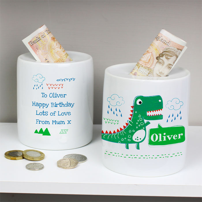 Personalised Dinosaur Ceramic Money Box