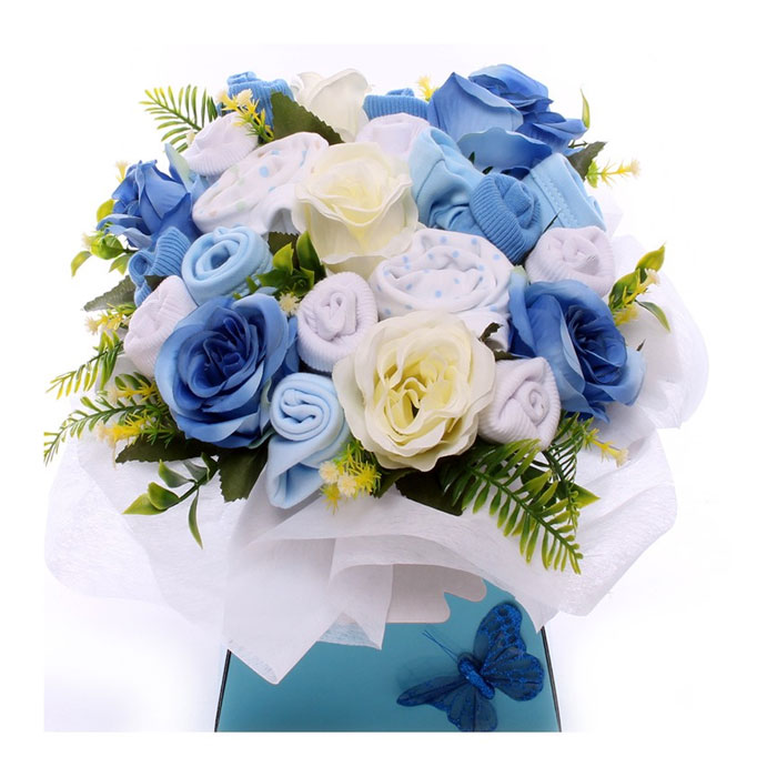 Deluxe Blue Baby Boy Clothing Bouquet