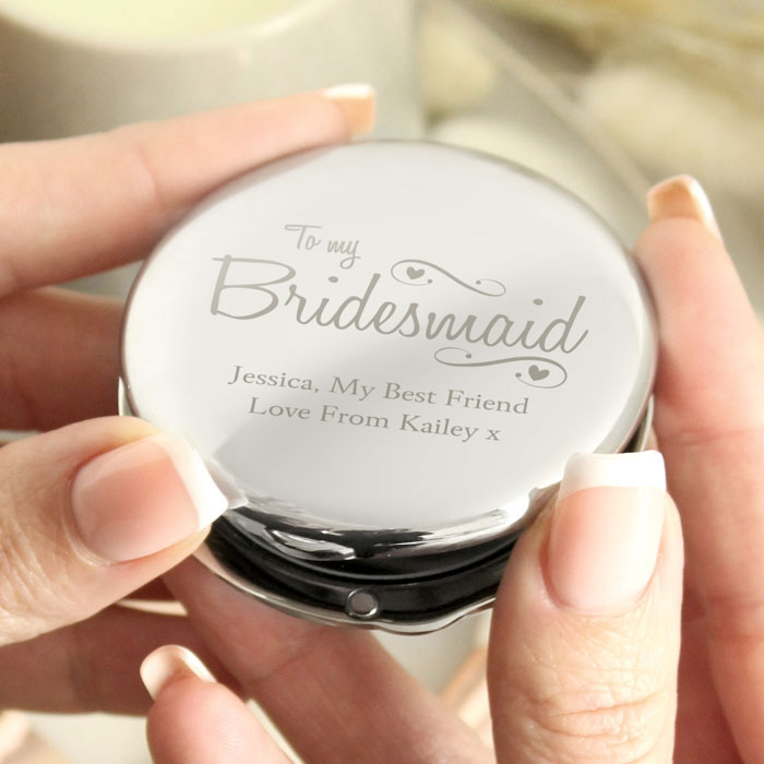 Beautiful Bridesmaid Personalised Compact Mirror