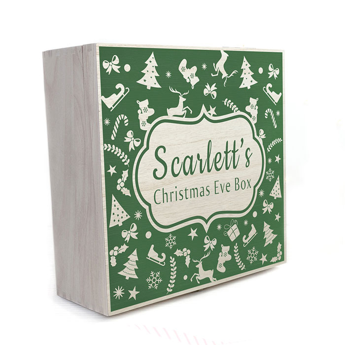 Personalised Christmas Eve Box With Festive Pattern Large