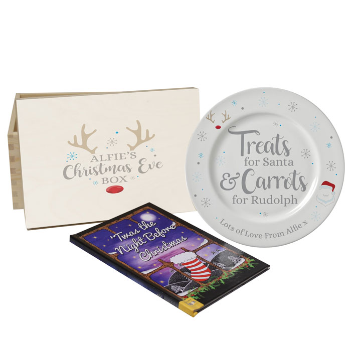 Personalised Christmas Eve Box Set With Book & Plate