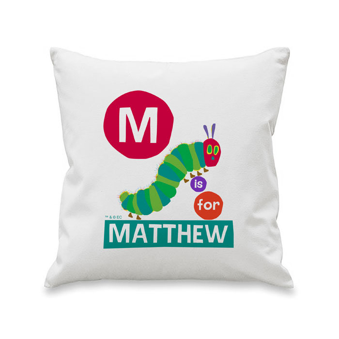 Personalised Very Hungry Caterpillar Initial Dot Cushion
