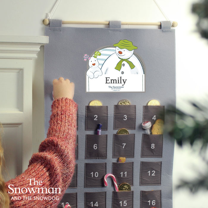 Personalised The Snowman Silver Fabric Advent Calendar
