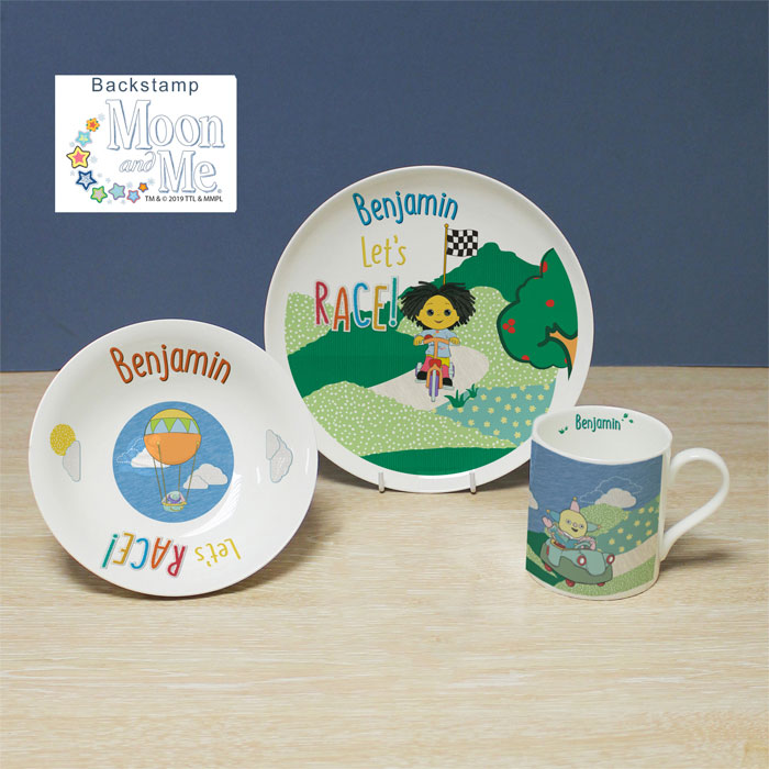 Moon and Me Lets Race Personalised Breakfast Set