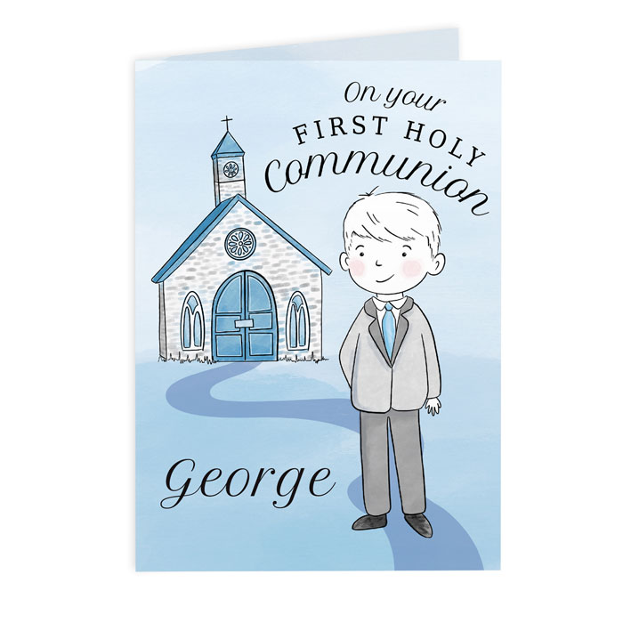 Personalised Boys First Holy Communion Card