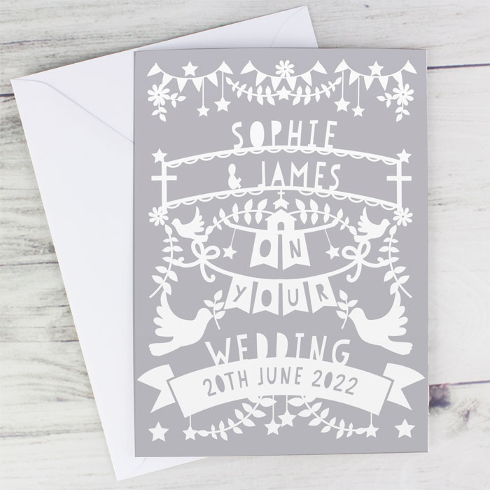 Personalised Grey Paper Cut Style Card