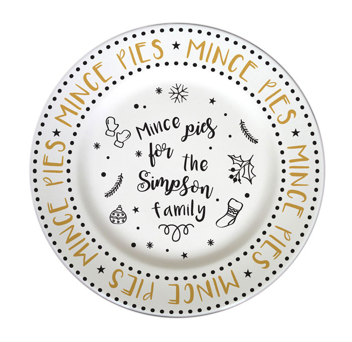 Personalised Mince Pie 10 Inch Rimmed Plate