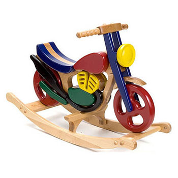 Kid's Colourful Wooden Painted Beech Rocking Motorbike Toy