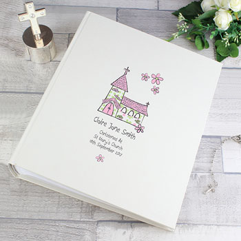 Personalised Girls Pink Whimsical Church Album with Sleeves