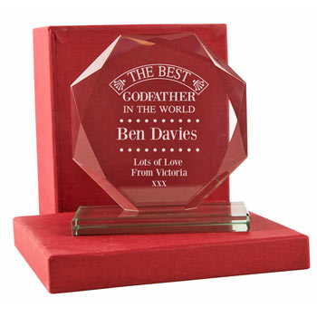 Engraved Best Godfather Cut Glass Presentation Gift