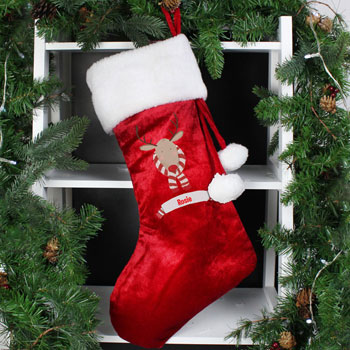 Personalised Retro Reindeer Christmas Stocking