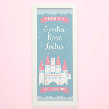 Princess Castle Framed Personalised Name Print