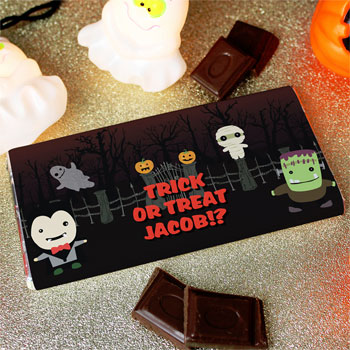 Children's Personalised Halloween 100g Milk Chocolate Bar
