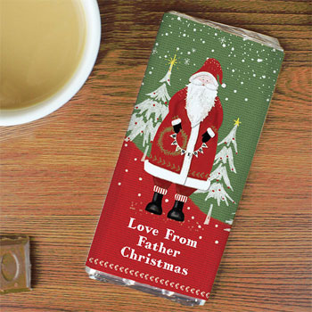 Personalised Father Christmas Milk Chocolate Bar 100g