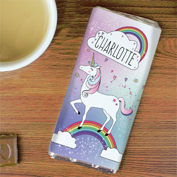 Girl's Personalised Unicorn Milk Chocolate Bar 100g