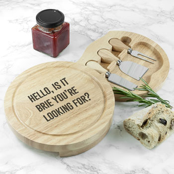 Personalised Cheese Lover Round Board Set & Knives