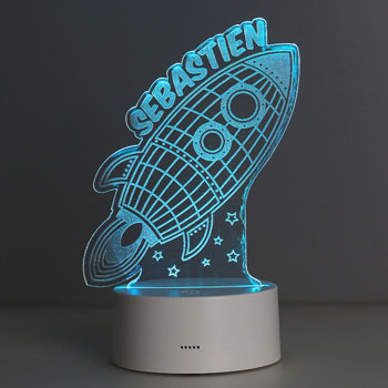 Boy's Personalised Rocket LED Colour Changing Night Light