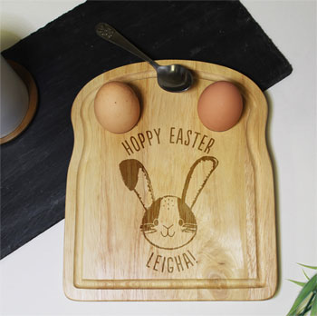 Personalised Hoppy Easter Egg and Soldiers Board