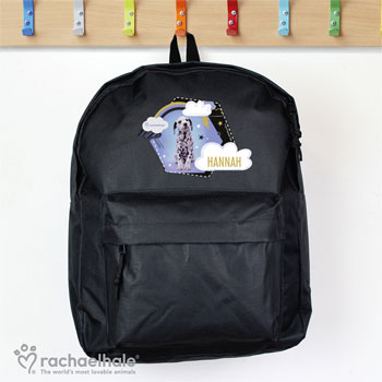 Girl's Personalised Rachael Hale Dalmatian Black Backpack