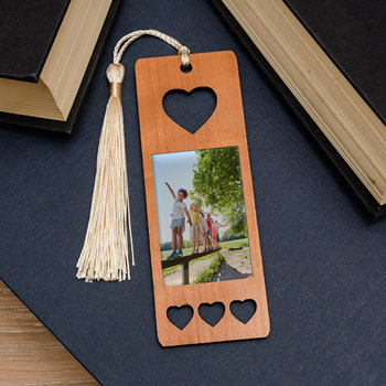 Photo Upload Heart Wooden Bookmark