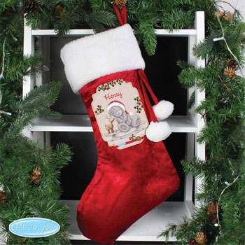 Personalised Me to You Reindeer Luxury Red Stocking