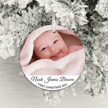 Personalised First Christmas Photo Decoration