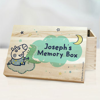 Personalised Peppa Pig George Pig Wooden Memory Box