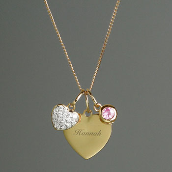 Personalised Sterling Silver Gold Plated Heart Necklace