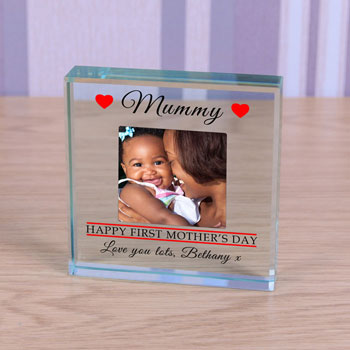 Personalised Happy First Mother's Day Glass Photo Token