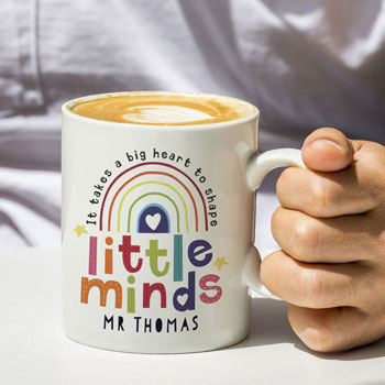 Personalised Shape Little Minds Ceramic Teacher Mug