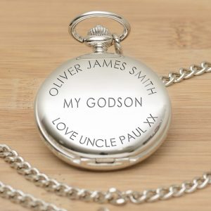 Personalised Engraved Godson Pocket Watch Chrome Finish