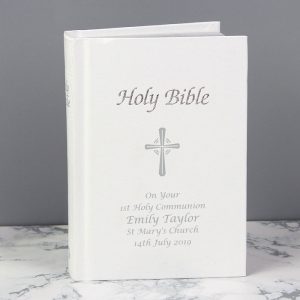 Personalised Christening Bible - White King James Version
