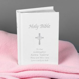 Personalised Christening Bible - White King James Version