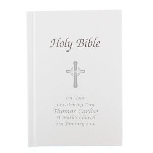 Personalised Christening Bible - White King James Version