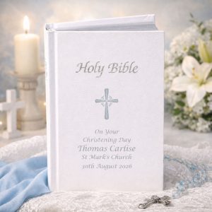 Personalised Christening Bible - White King James Version