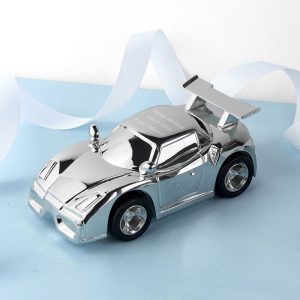 Personalised Engraved Silver Plated Racing Car Money Box