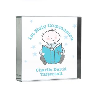 Personalised Christening or Communion Crystal Token For Boy