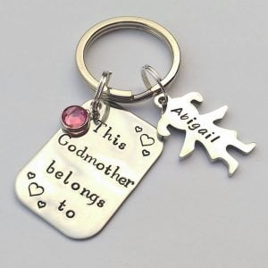 Personalised Godmother Hand Stamped Stainless Steel Keyring