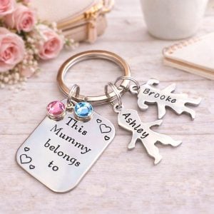 Personalised This Mummy Belongs To Keyring Stainless Steel