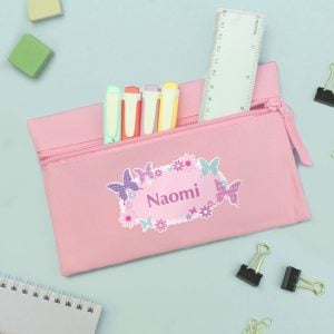 Personalised Pink Butterfly Pencil Case