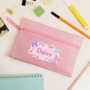Personalised Pink Butterfly Pencil Case
