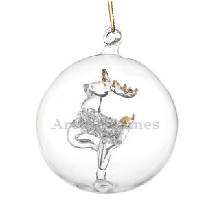 Engraved Name Only Glass Reindeer Bauble