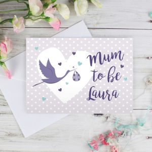 Personalised Mum to Be Stork Maternity Pregancy Card