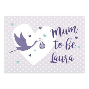 Personalised Mum to Be Stork Maternity Pregancy Card