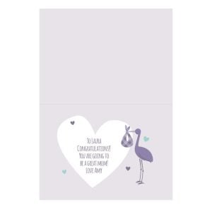 Personalised Mum to Be Stork Maternity Pregancy Card