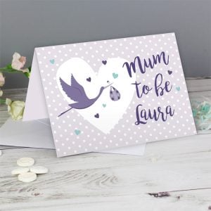Personalised Mum to Be Stork Maternity Pregancy Card