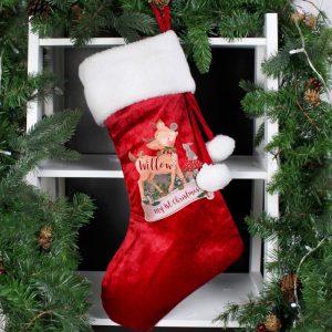 Personalised Festive Fawn Luxury Child's Christmas Stocking